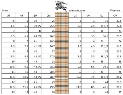 burberry sizes|burberry size chart uk.